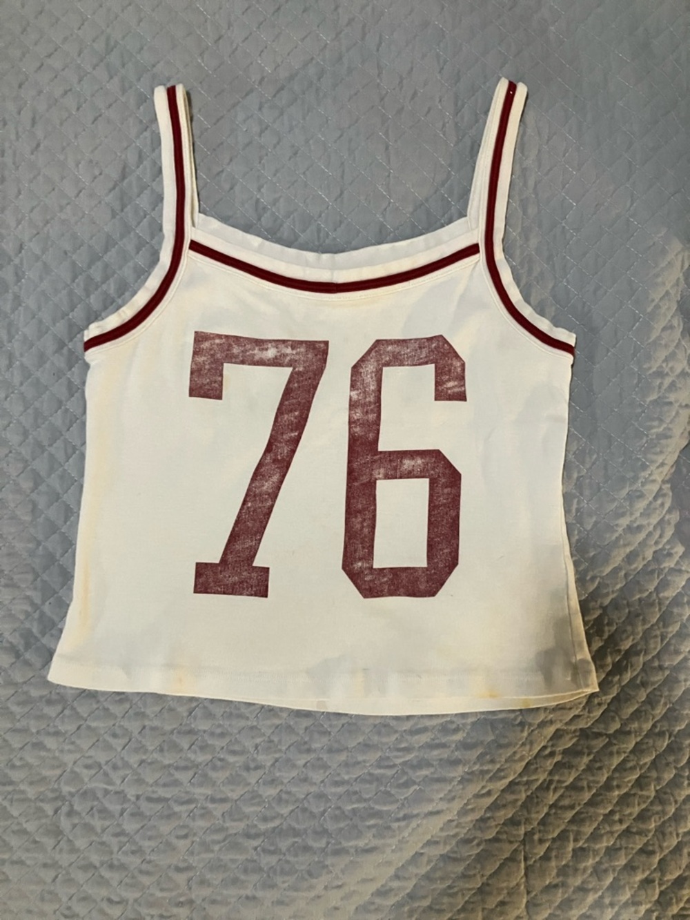 Daydreamer White Tank Top with Maroon 76 Graphic